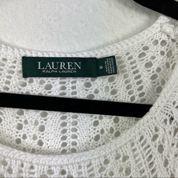 ❤️ Lauren Ralph Lauren Knit White Short Sleeve Top M - Picture 2 of 6